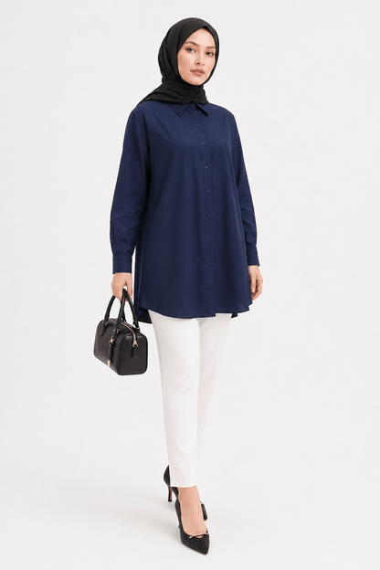 NUSS GÖMLEK  26Y3001 — NAVY [stokoz:2XoRehmgA0ybLPJgBMiO%3ANAVY%3A0%3Aj77co6]