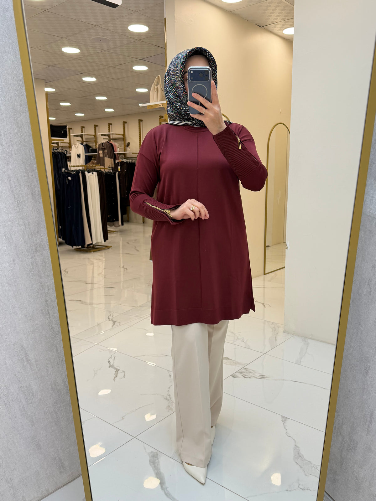 EZEL SOĞUK İP TUNİK PLT18 — Bordo